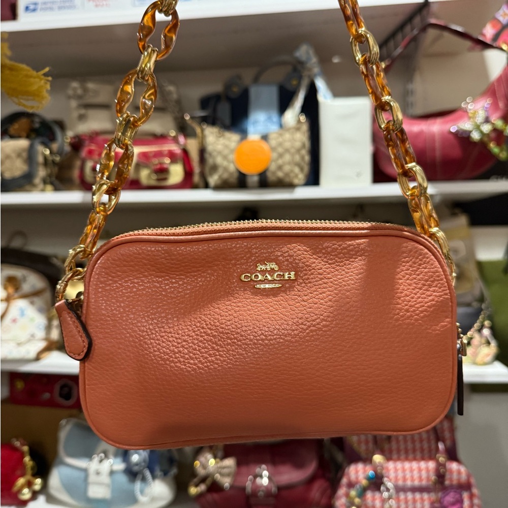 Coach Women's Coral pebble Leather small Bag